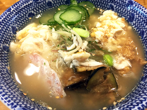 冷やし 鯛そばのスープを『冷や汁』に投入