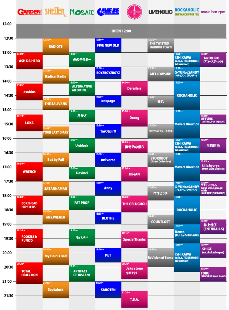 KITAZAWA TYPHOON Timetable