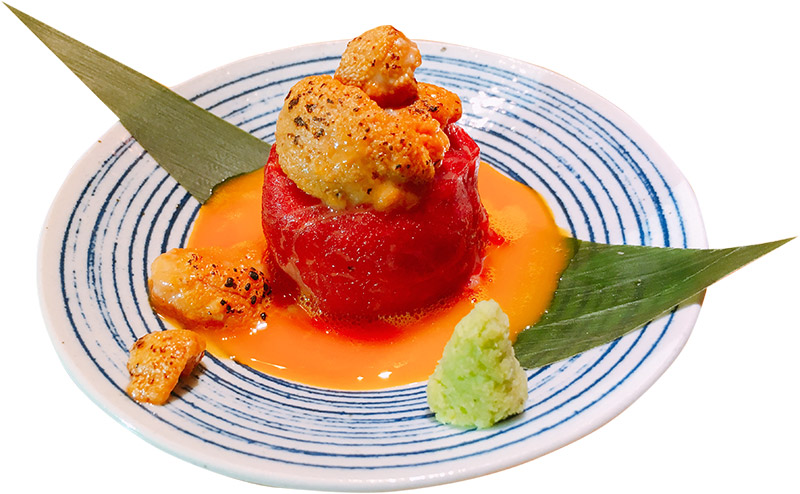 うに酒場 『雲丹専門店A5和牛と雲丹の握り』