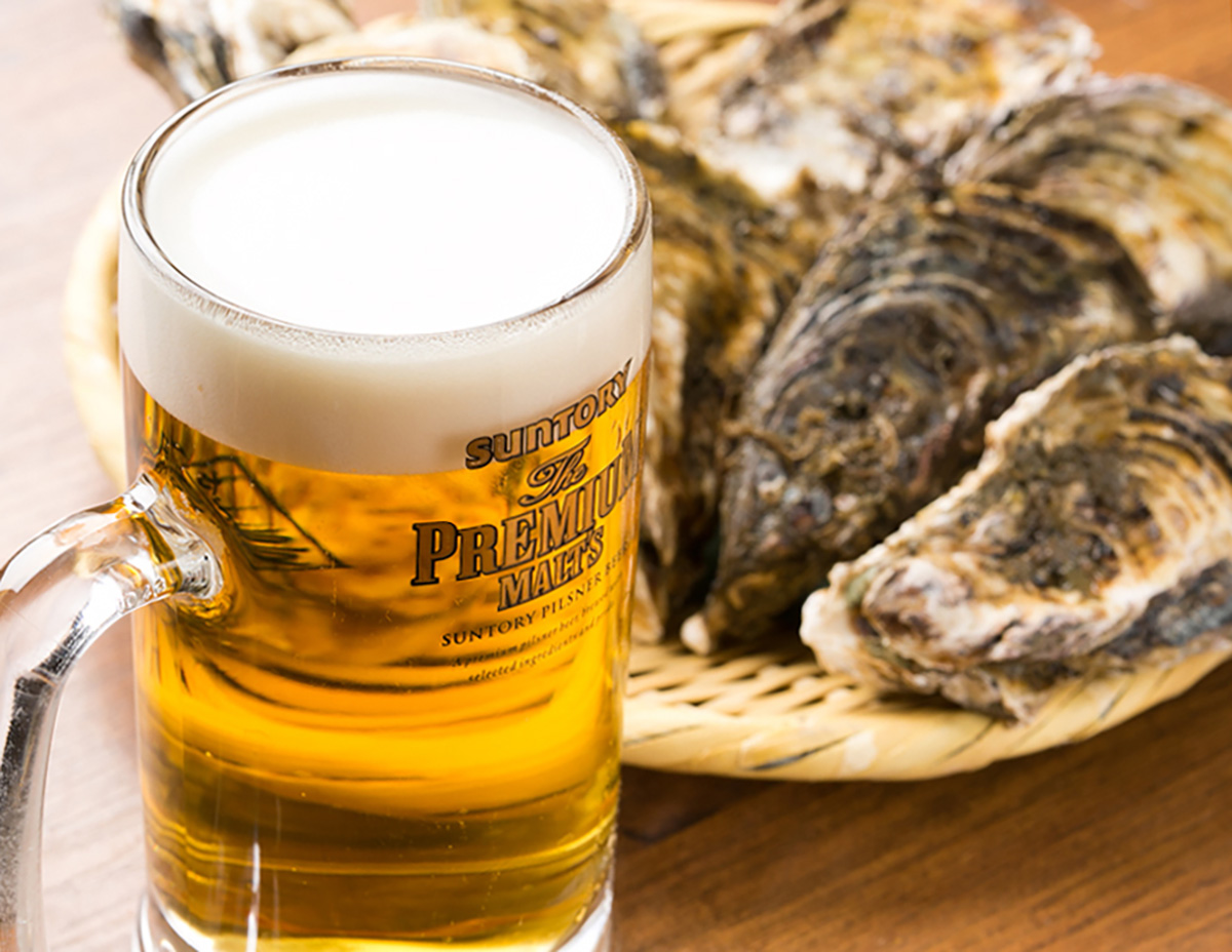 ビールと牡蠣、サイコーですね!