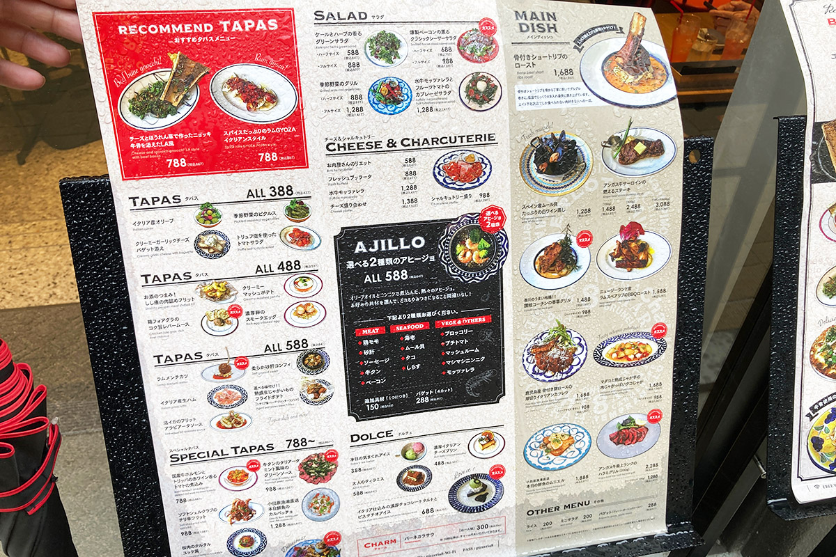 『PIZZERIA 8』のディナーメニュー