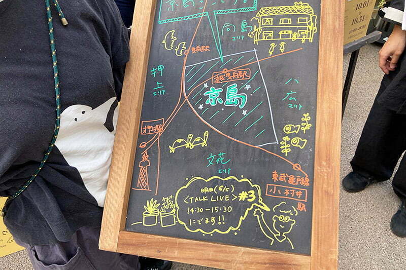 京島とは、、、そう言われることを想定していたか、手書きマップで説明してくれる。向島とか押上に隣接するエリアで曳舟駅のあたりなのですね