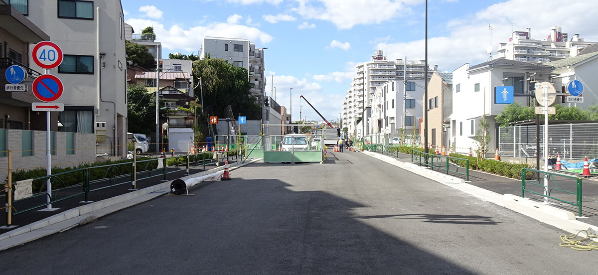 上記地図①起点付近(南側)から淡島通り方面を望む(標準部)