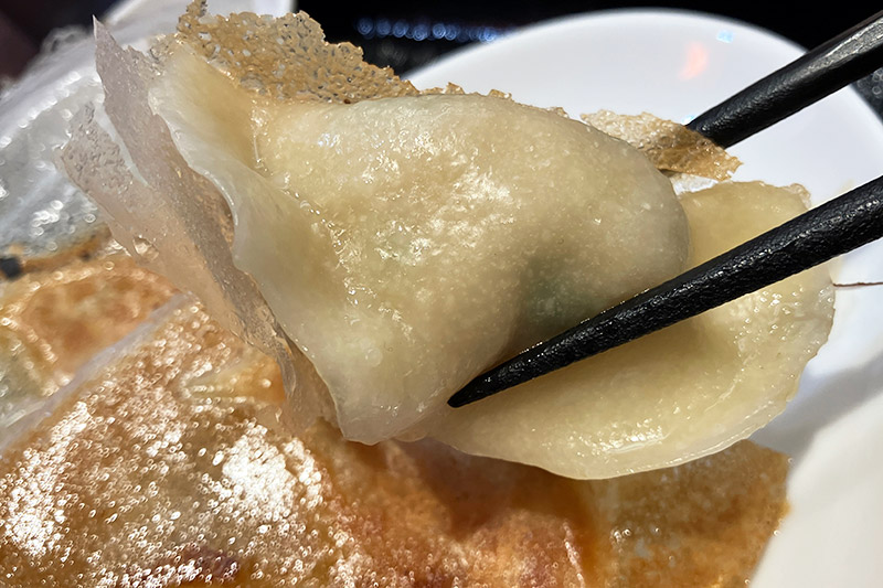 羽根のパリサク感とはちがい、餃子自体はめっちゃもっちり