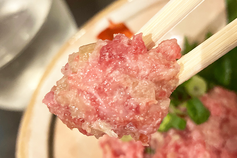 そして、馬肉のなめろうをいただきます