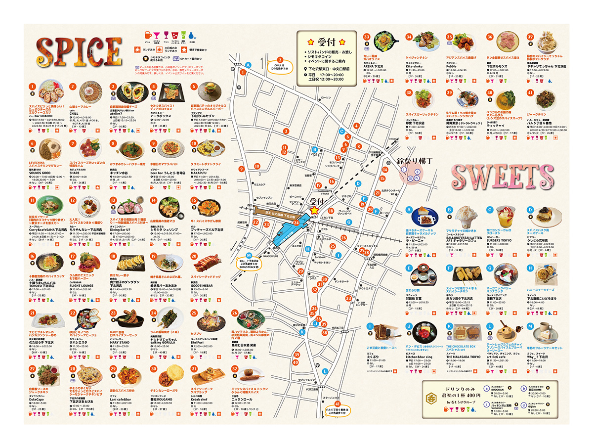 「下北沢スパイス&スイーツ 〜自由気ままに飲み歩き〜」参加店舗マップ