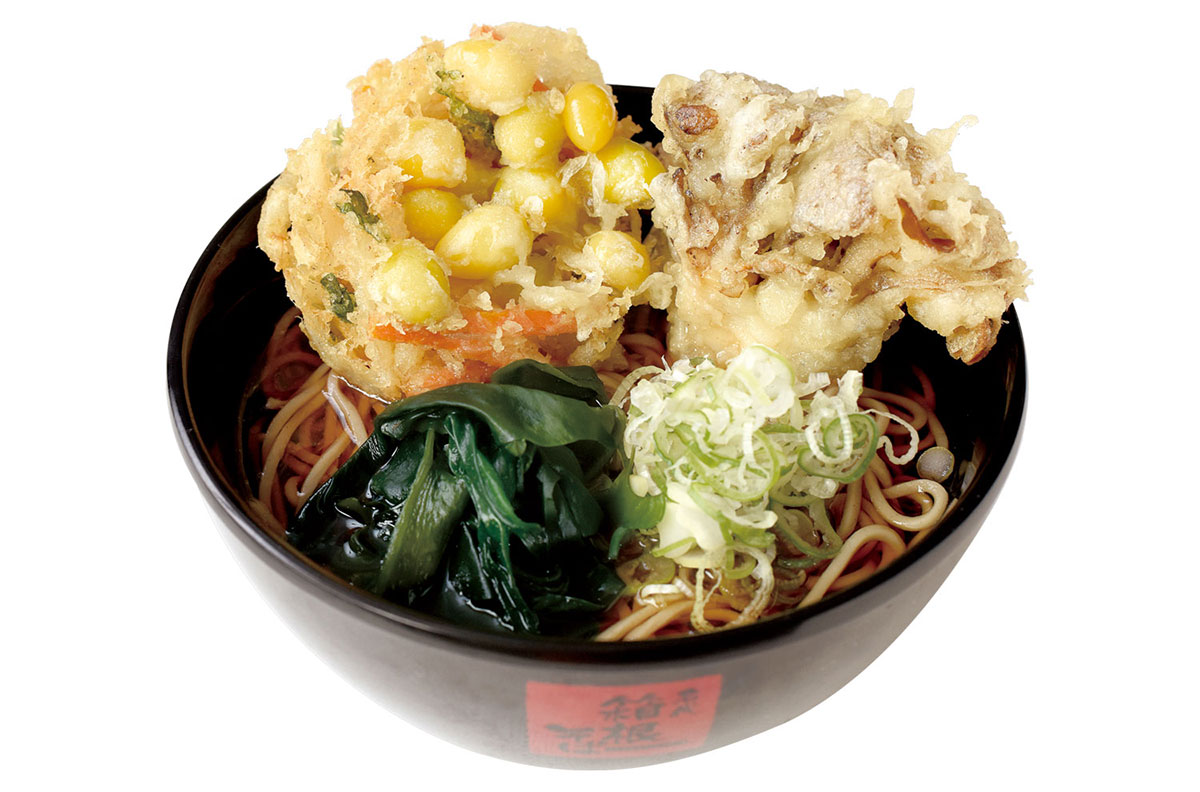 「銀杏のミニかき揚げ天と舞茸天(そば・うどん)」