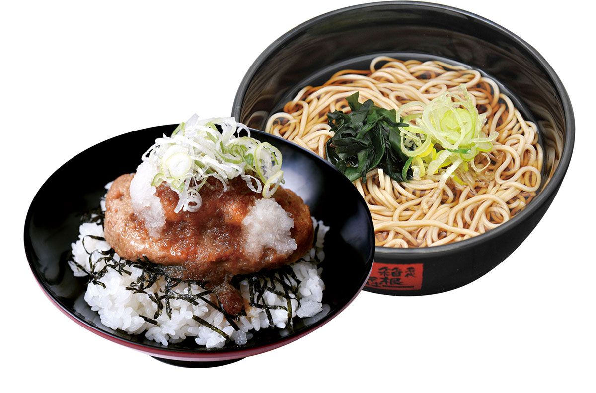 「和風おろしハンバーグ丼セット(そば・うどん)」