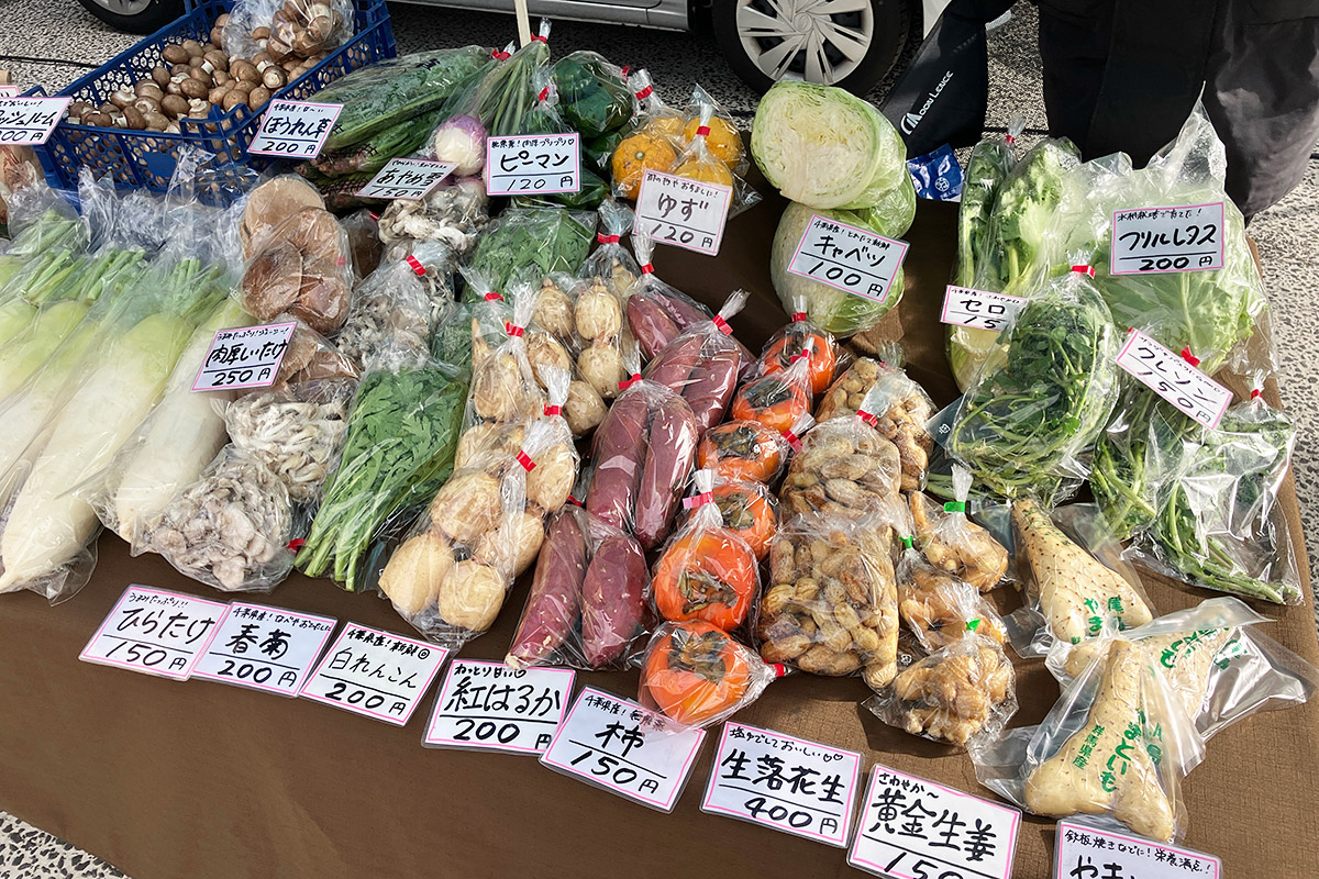 香取市の農産品がたくさん、ちなみに大根は100円と超お得!