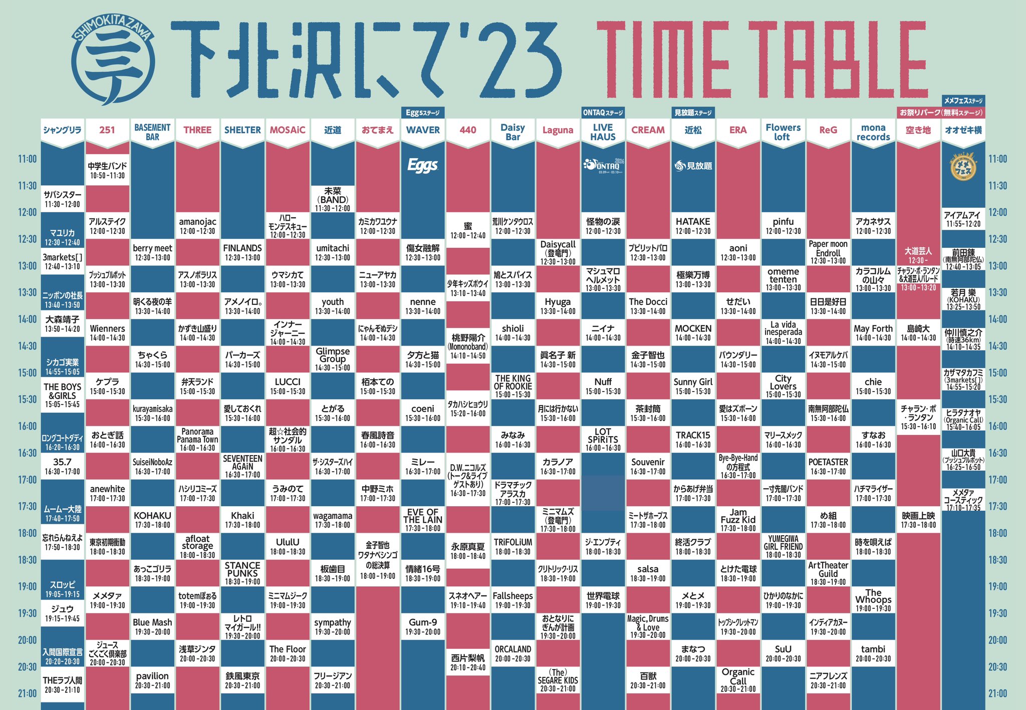 『下北沢にて'23』タイムテーブル