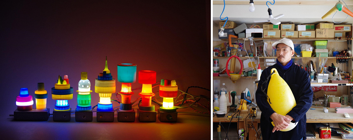 リサイクラー・さいとうとおるによる海洋プラスチックで制作した照明作品