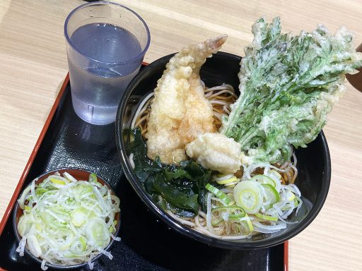 「ホウボウ天とホタテ天・春菊天そば」