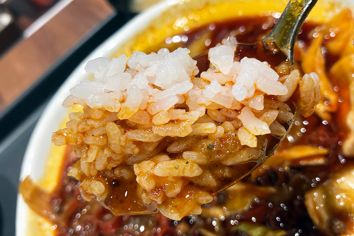 ここからが本番です、お米を浸して味わってみます