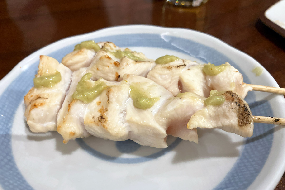 「串焼 むねワサビ」
