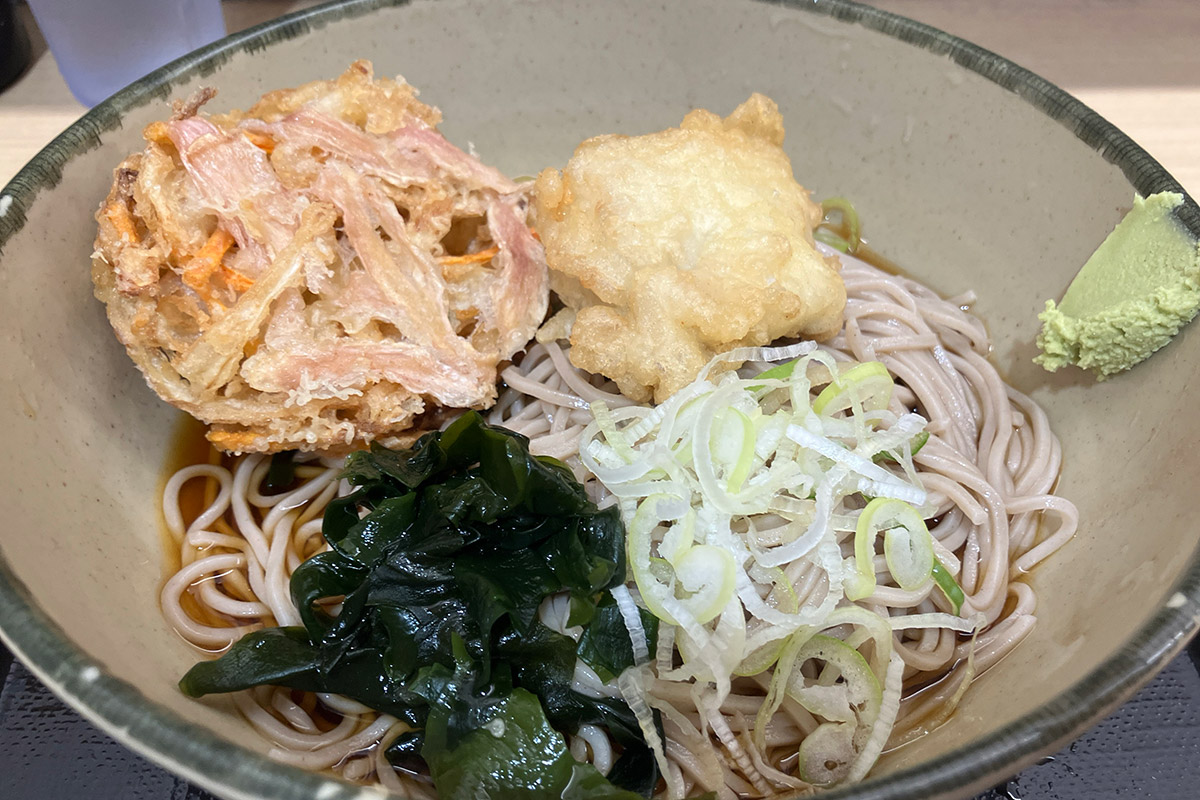箱根そば「岩下の新生姜®ミニかき揚げ天と鱧天」