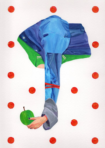 《りんごをどうぞ 2025》
わんちゃ
アクリル絵の具、紙
33.3 x 24.2 cm