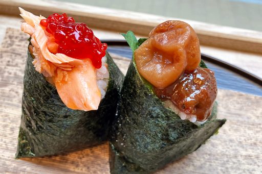 間違いない組み合わせ！ #実験中展 鎌倉山米店×うなぎの寝床の実験おにぎり「鮭×すじこ」と「大葉味噌×梅」
