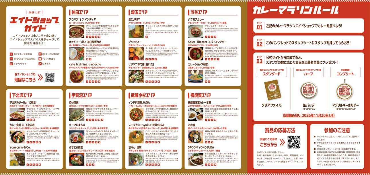 「2026首都圏横断カレーマラソンスタンプラリー」スタンプシート(裏面)