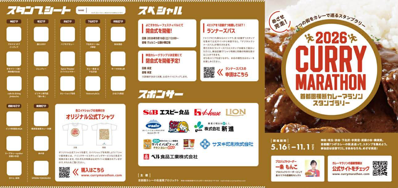 「2026首都圏横断カレーマラソンスタンプラリー」スタンプシート
