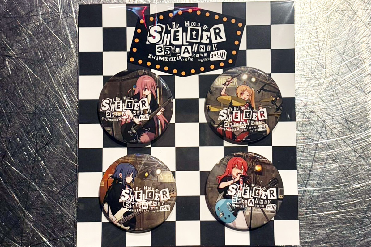 下北沢SHELTER 35周年記念グッズ「缶バッジ」¥1,800(税込)